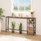 Brown Metal Console Table with Charging Station, 3 Shelves and Customizable Storage